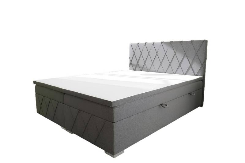 Xlmoebel Bett Zweifach Deluxe Grau Boxspringbett Gestaltung Schlafzimmer Textil (Bett), Hergestellt in Europa von Xlmoebel