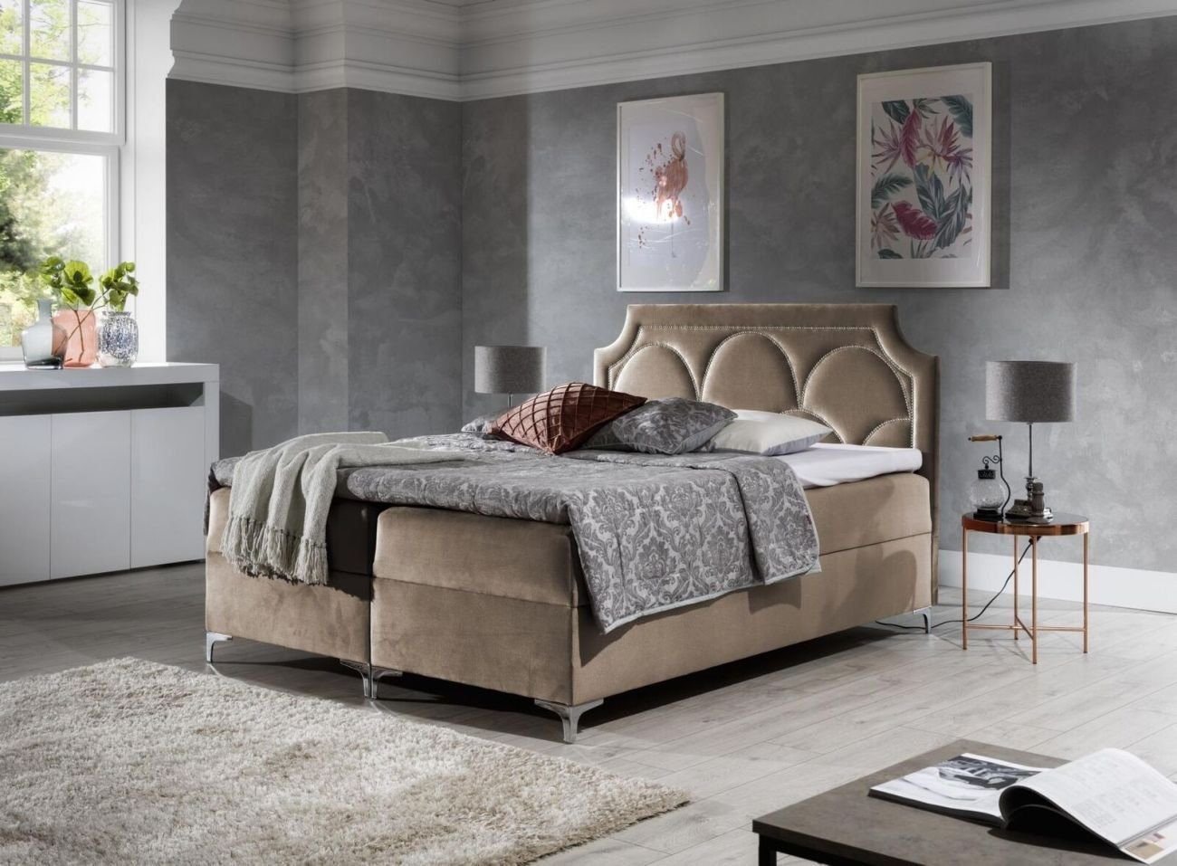Xlmoebel Boxspringbett Zweifaches Hotel-Polsterbett Schlafzimmer Bett Boxspringbett (Bett), Hergestellt in Europa von Xlmoebel
