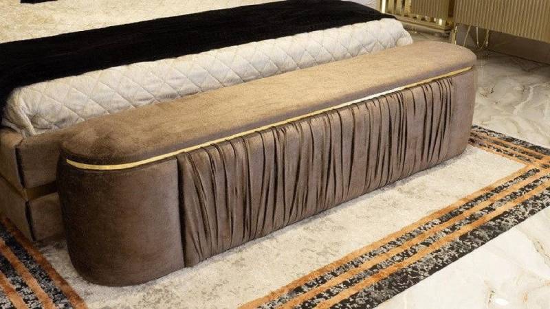 Xlmoebel Bettbank Gepolsterte Bank für das Schlafzimmer mit Sitzfläche und Rückenlehne. (Bank), Hergestellt in Europa von Xlmoebel