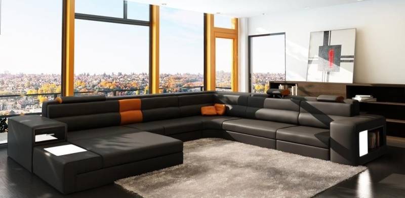 Xlmoebel Wohnlandschaft Modernes Ecksofa mit Lederoberfläche, USB-Anschluss, Hergestellt in Europa von Xlmoebel
