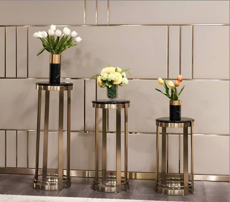 Xlmoebel Blumenständer Edelstahl Blumentopf Untersetzer Set im 3-teiligen Set (3 St., Set 3x Blumenständer), Hergestellt in Europa von Xlmoebel