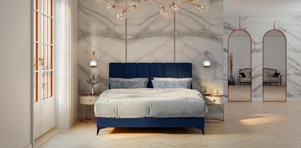 Xlmoebel Boxbett Zeitgemäßes Schlafzimmerbett Designer Doppelbett Boxspring-Polsterbett (Bett), Hergestellt in Europa von Xlmoebel