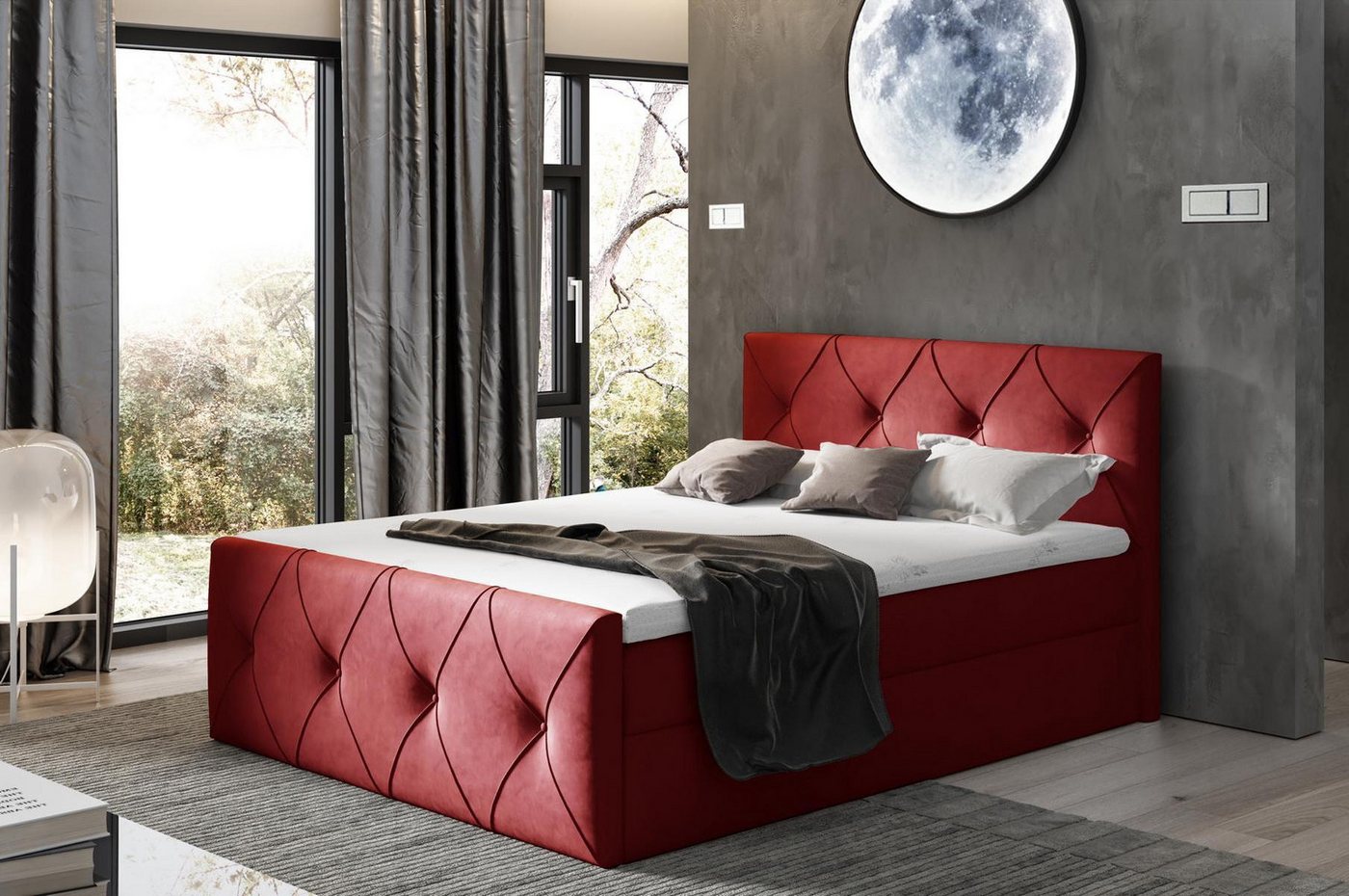 Xlmoebel Boxspringbett Neues Doppelhotelbett mit Textildesign und Bettkasten (Bett), Hergestellt in Europa von Xlmoebel