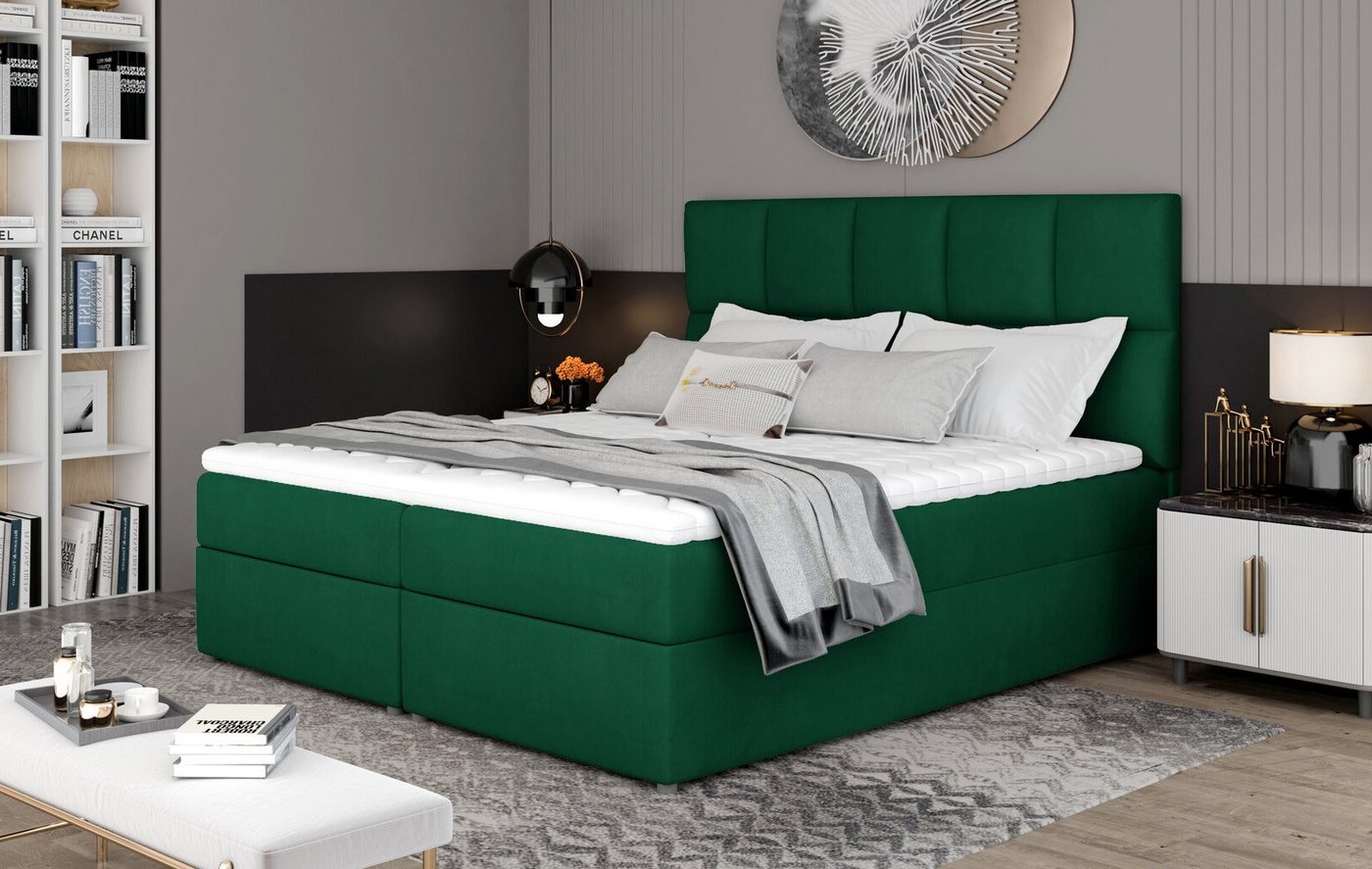 Xlmoebel Boxspringbett Schlafzimmer Bett Boxspringbett Modern Textil Stoff Doppelbett (1-St., Bett), Hergestellt in Europa von Xlmoebel