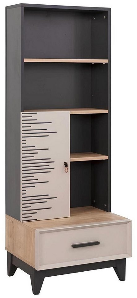 Xlmoebel Bücherregal Holzregal für Kinderzimmer in Grau für Bücher und Büromaterialien, Hergestellt in Europa von Xlmoebel