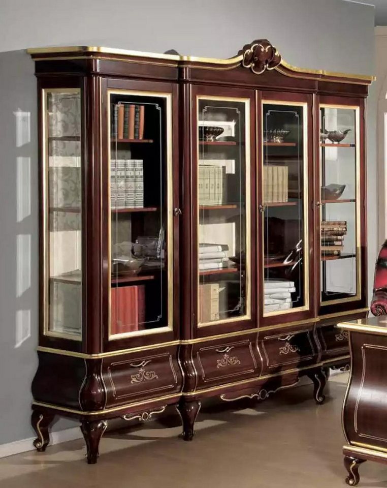 Xlmoebel Aktenschrank Traditionelles Braunes Bücherregal mit Schubladen und Glastüren (Bücherregal) Hergestellt in Europa von Xlmoebel