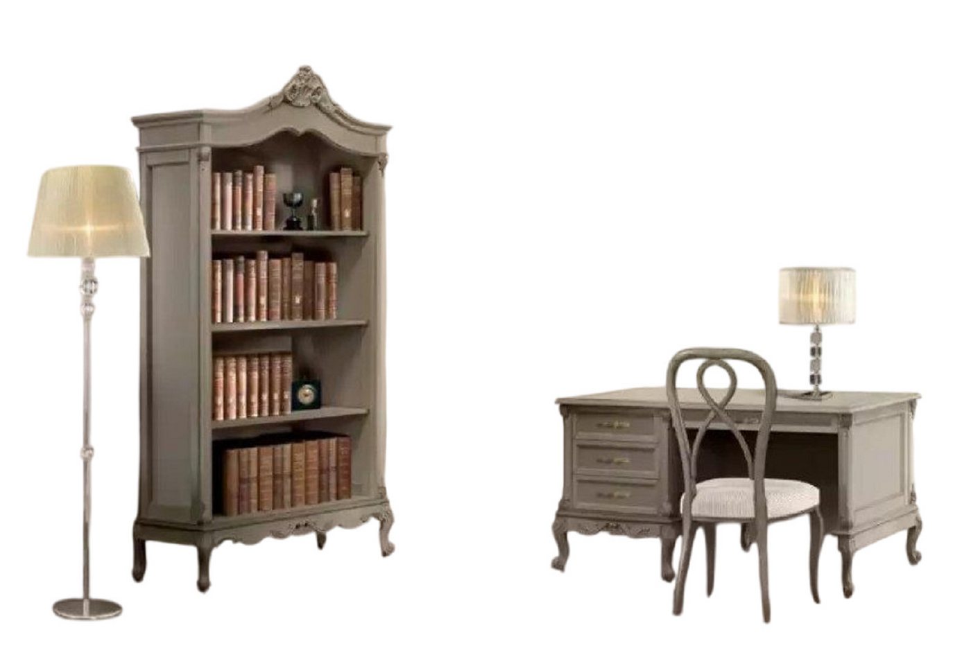 Xlmoebel Büro-Set Italienischer Schreibtisch Arbeitsplatz Möbel Regal Set 3-teilig., (3-tlg., Set 3 tlg.(Schreibtisch + Bücherregal + Stuhl), Hergestellt in Europa von Xlmoebel