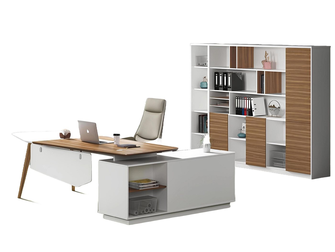Xlmoebel Büromöbel-Set Luxuriöser Designer-Eckschreibtisch für das Arbeitszimmer, (2tlg.Schreibtisch mit Aktenschrank), Hergestellt in Europa von Xlmoebel