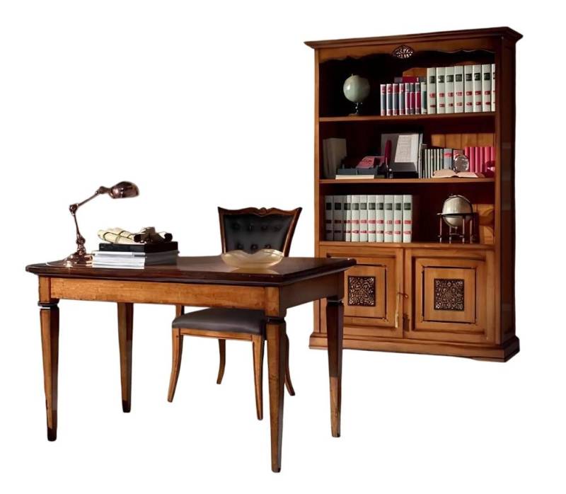 Xlmoebel Büro-Set Schreibtisch für das Wohnzimmer mit Holz-Bücherregal und Büroschrank, (1-tlg., Set 3 tlg.(Schreibtisch + Bücherregal + Sessel), Hergestellt in Europa von Xlmoebel