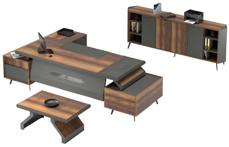 Xlmoebel Büromöbel-Set 3-teiliges Büromöbel-Set mit Arbeitstisch, Schreibtisch und Sideboard, (3-tlg., 3tlg. Arbeitszimmer Set (Tisch + Schrank + Couchtisch), Hergestellt in Europa von Xlmoebel