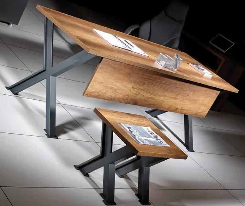 Xlmoebel Schreibtisch Arbeitszimmer Set mit Schreibtisch und Couchtisch X-Beine Holztische (Schreibtisch + Couchtisch), Hergestellt in Europa von Xlmoebel