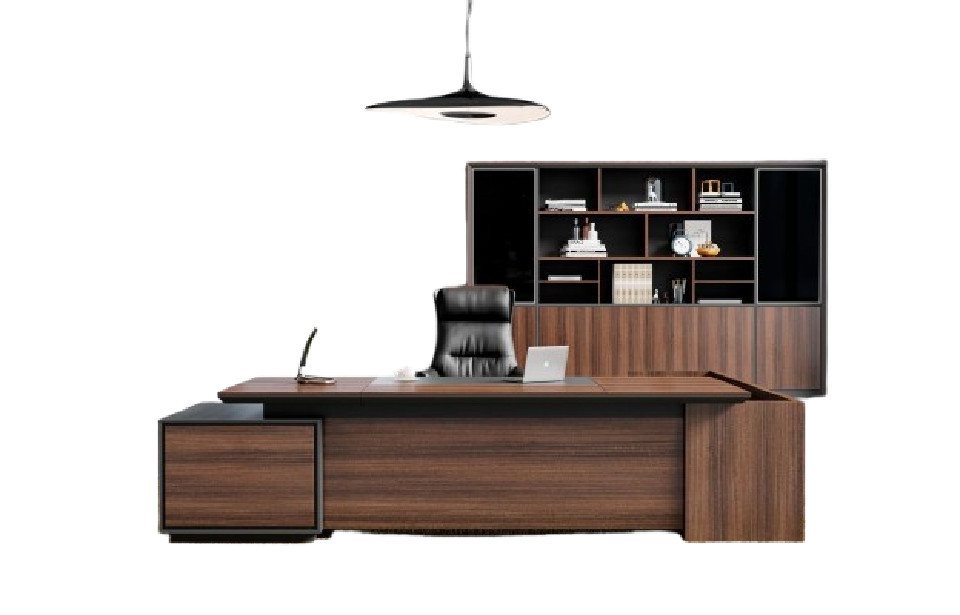 Xlmoebel Büromöbel-Set Braun-Schwarzes Büroset Holzmöbel Designer Schreibtisch Robuster, (2-tlg., Arbeitstisch + Schrank), Hergestellt in Europa von Xlmoebel