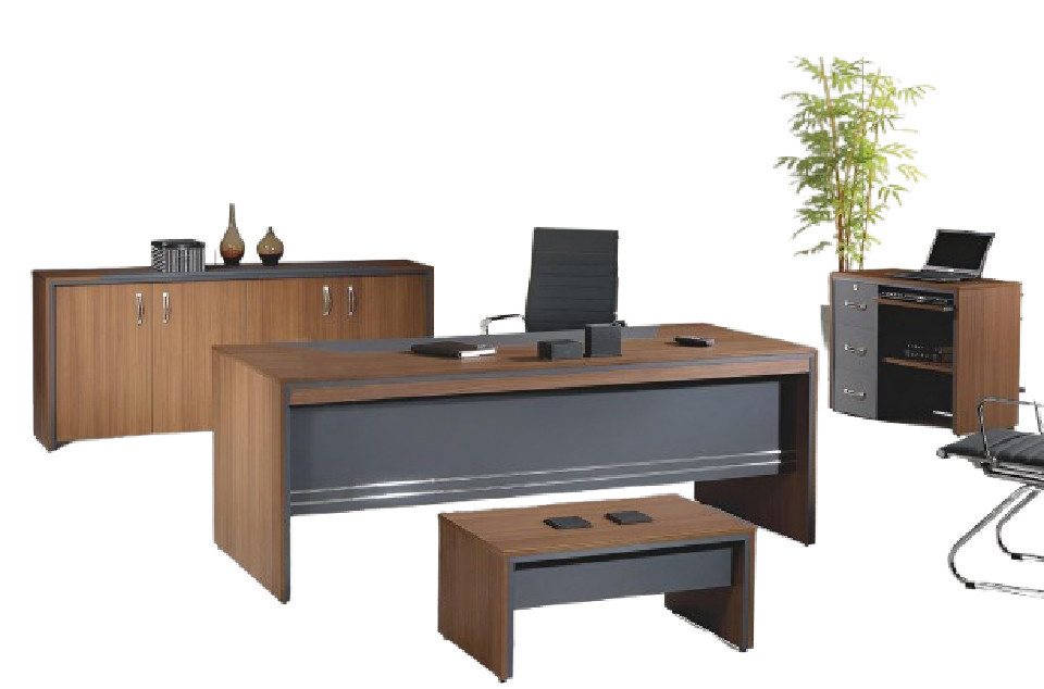 Xlmoebel Büromöbel-Set Schreibtisch Holz Braun 4-teilig - Modernes Büromöbel, (4-tlg., Büro Set 4tlg (Bürotisch + Tisch + Couchtisch + Kommode), Hergestellt in Europa von Xlmoebel