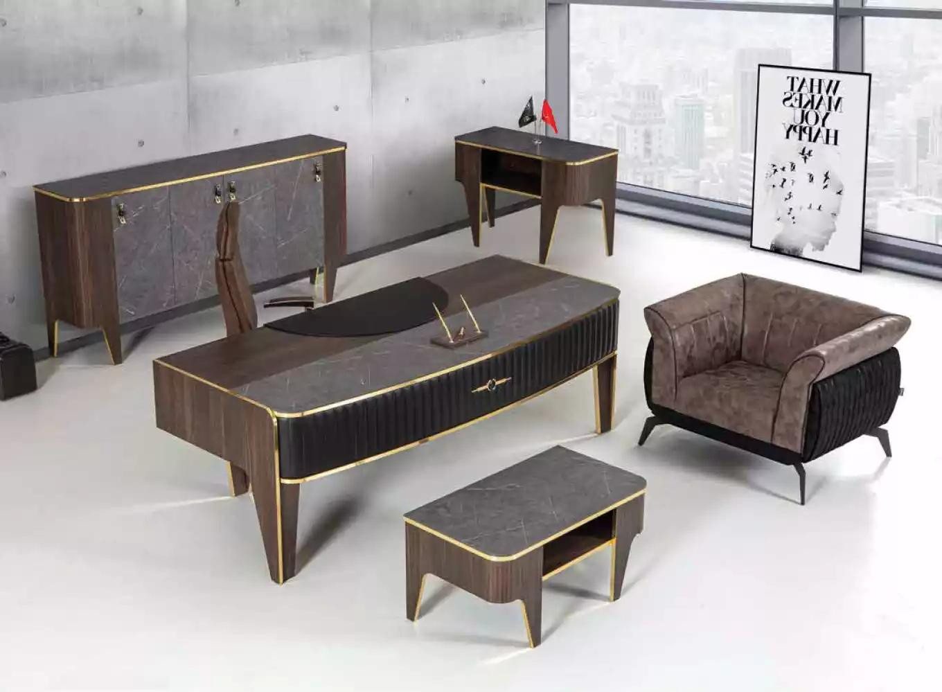 Xlmoebel Büromöbel-Set Exklusives Büromöbel-Set mit 4 Teilen: Schreibtisch Schrank, (Set 4 tlg (Schreibtisch + Couchtisch + Aktenschrank + Büroschrank), Hergestellt in Europa von Xlmoebel