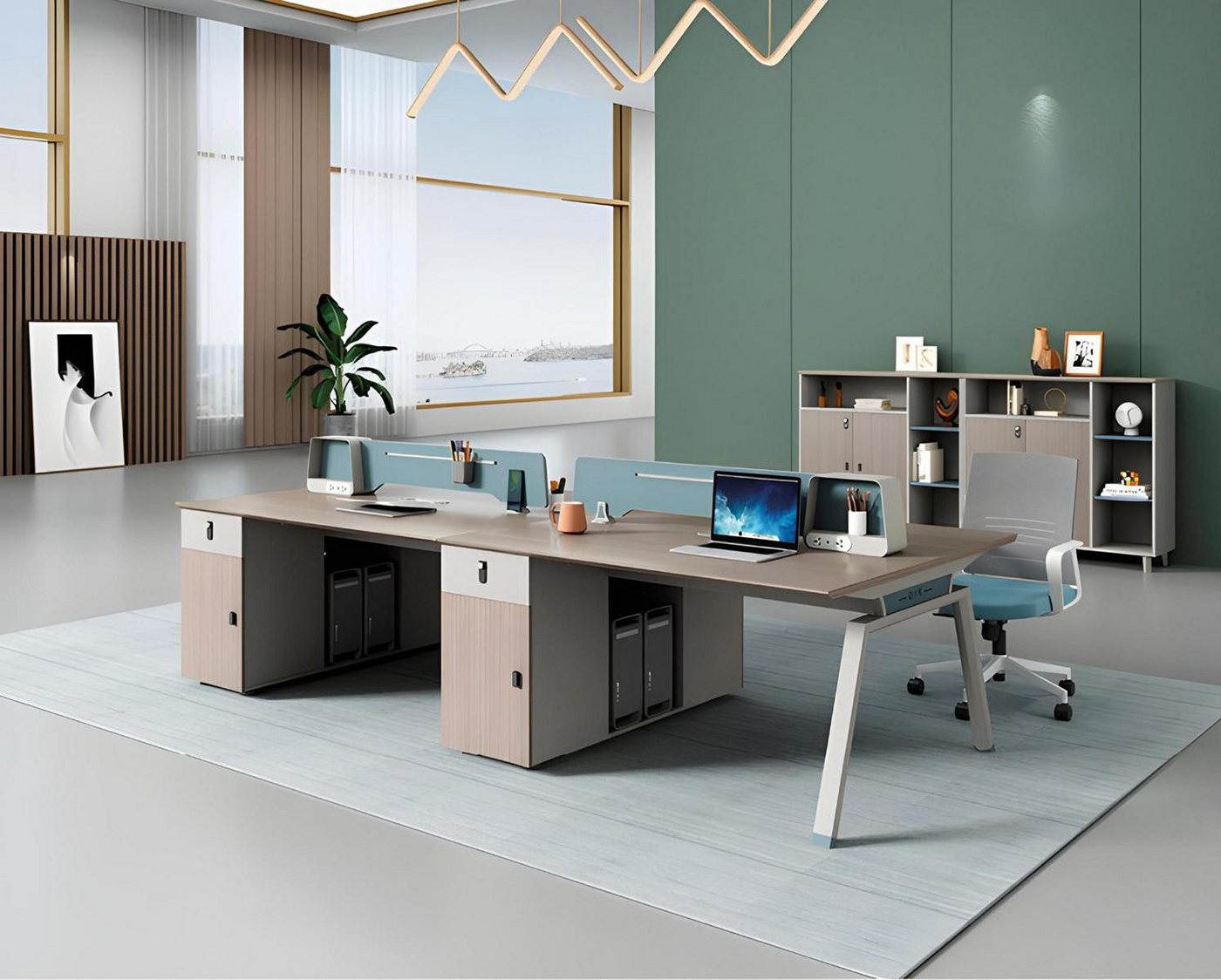 Xlmoebel Büromöbel-Set Großer Schreibtisch und Aktenschrank 240x120 – Büro-Set, (Schreibtisch+Bücherregal), Hergestellt in Europa von Xlmoebel