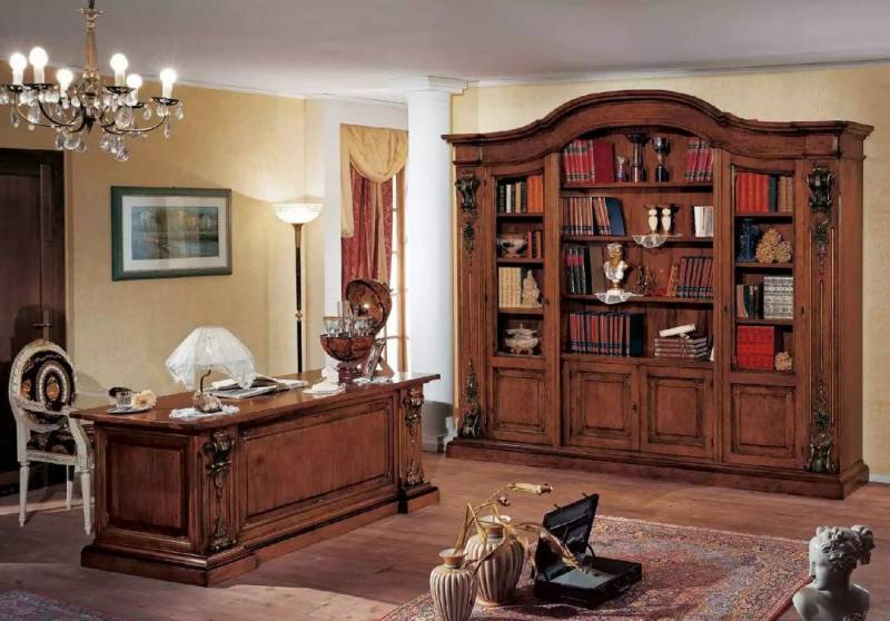 Xlmoebel Büromöbel-Set Braune klassische Büromöbel Schreibtisch Bücherregal Schränke, (2-tlg., Schreibtisch+Bücherregal), Hergestellt in Europa von Xlmoebel