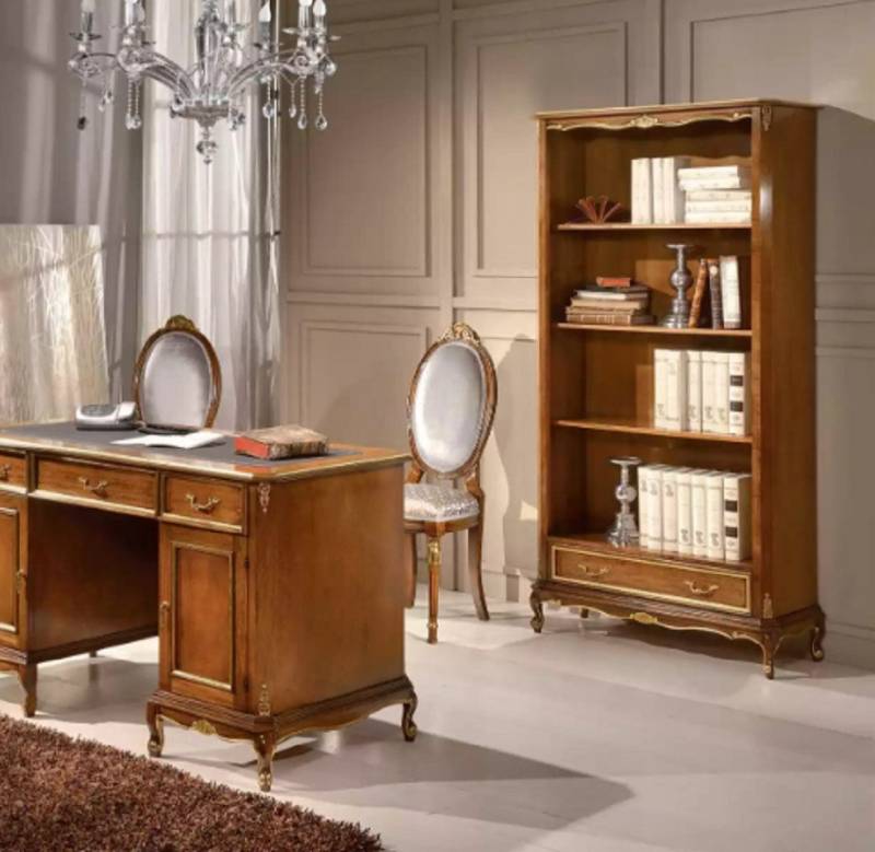 Xlmoebel Büromöbel-Set Schicker Schreibtisch und Regal aus braunem Holz für das Büro -, (2-tlg., Schreibtisch+Bücherregal), Hergestellt in Europa von Xlmoebel