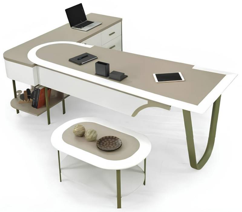 Xlmoebel Ecksofa Schreibtisch-Set mit L-förmigem Design und ovalem, Hergestellt in Europa von Xlmoebel