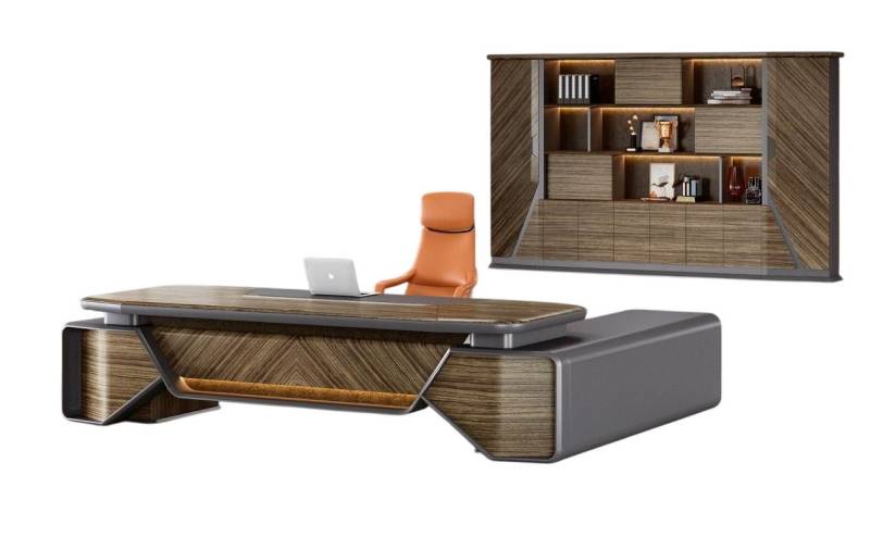 Xlmoebel Büromöbel-Set Zeitgemäße Büroeinrichtung Eleganter Schreibtisch Holz Aktenschrank, (2-tlg., Arbeitstisch / Büroschrank), Hergestellt in Europa von Xlmoebel