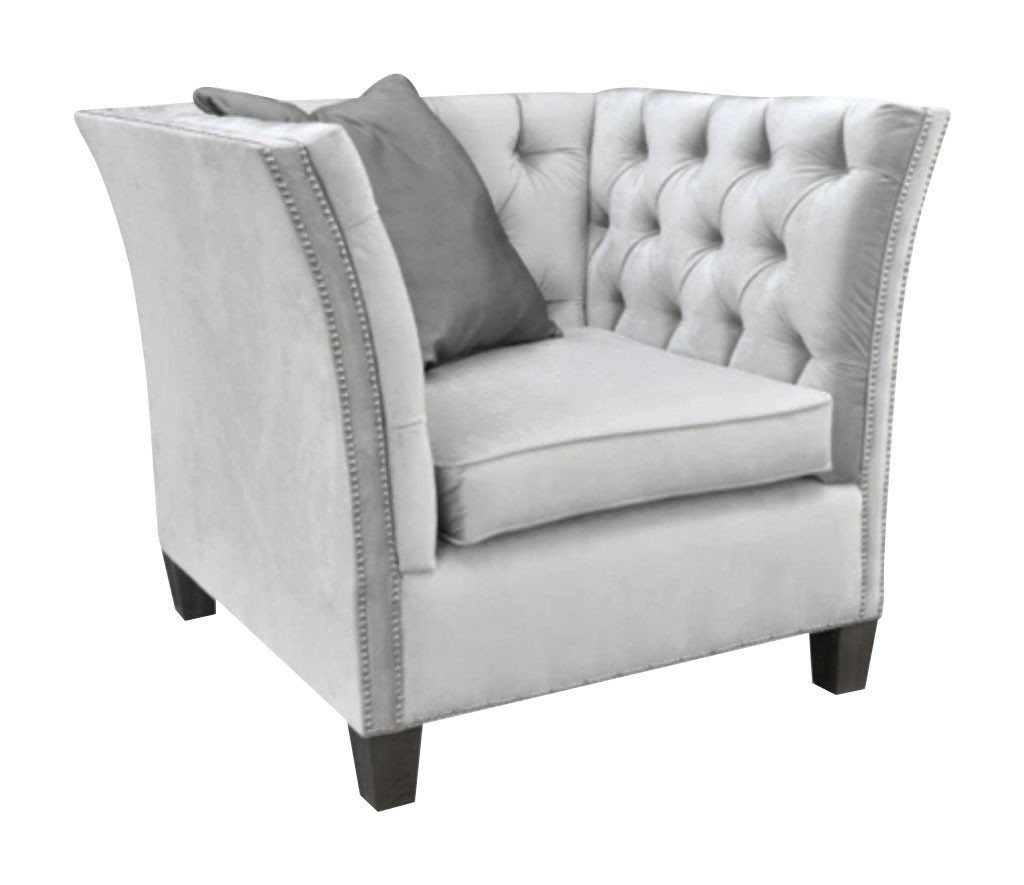Xlmoebel Chesterfield-Sessel Chesterfield Sessel Hellgrau Textil Modern Kreative Möbel (Sessel), Hergestellt in Europa von Xlmoebel
