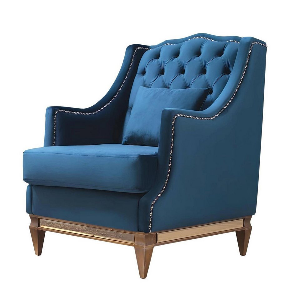Xlmoebel Chesterfield-Sessel Neuer Designer-Loungesessel im luxuriösen Blauton für das Wohnzimmer (1-St., Sessel), Hergestellt in Europa von Xlmoebel