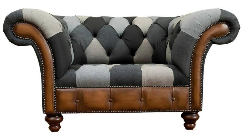 Xlmoebel Chesterfield-Sessel Neuer Luxus-Sessel in Grau im Chesterfield-Design aus Textil (Sessel), Hergestellt in Europa von Xlmoebel