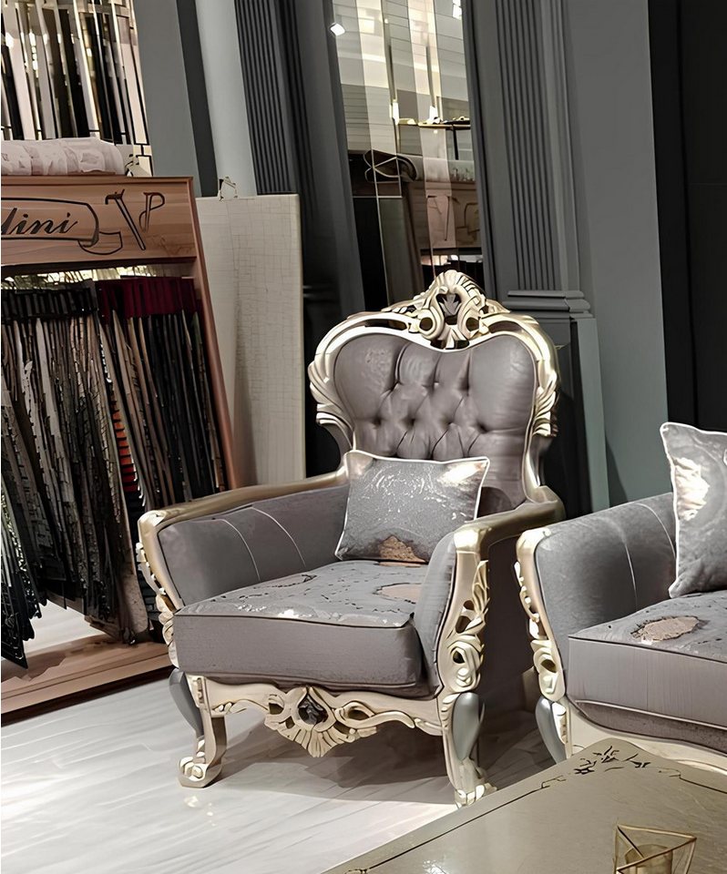 Xlmoebel Chesterfield-Sessel Relaxsessel Hochwertiger grauer für luxuriöses Wohnzimmer. (1-St., Sessel), Hergestellt in Europa von Xlmoebel