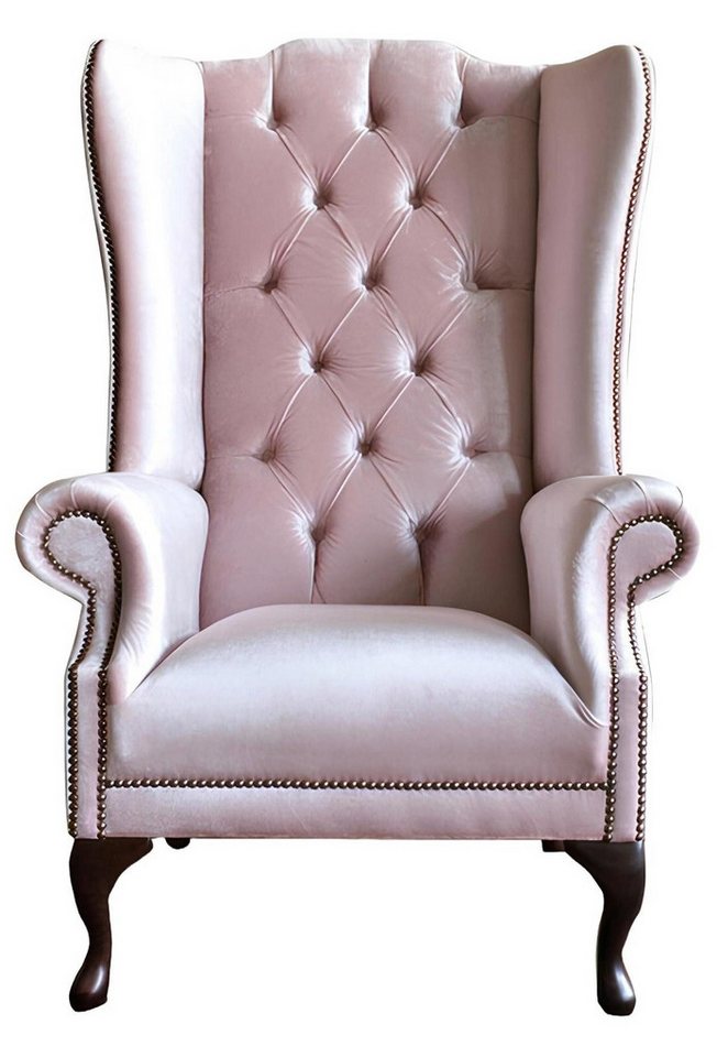 Xlmoebel Ohrensessel Samtiger Chesterfield Sessel in Altrosa für stilvolle Club Lounge (Sessel), Hergestellt in Europa von Xlmoebel