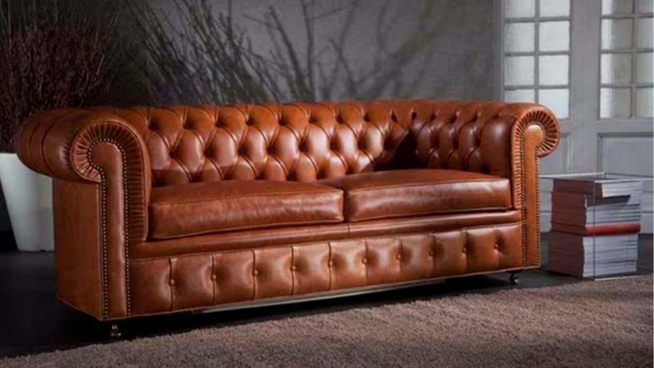 Xlmoebel Chesterfield-Sofa 3-Sitzer Ledersofa im Chesterfield-Design mit Polstern und Sitzkissen, Hergestellt in Europa von Xlmoebel