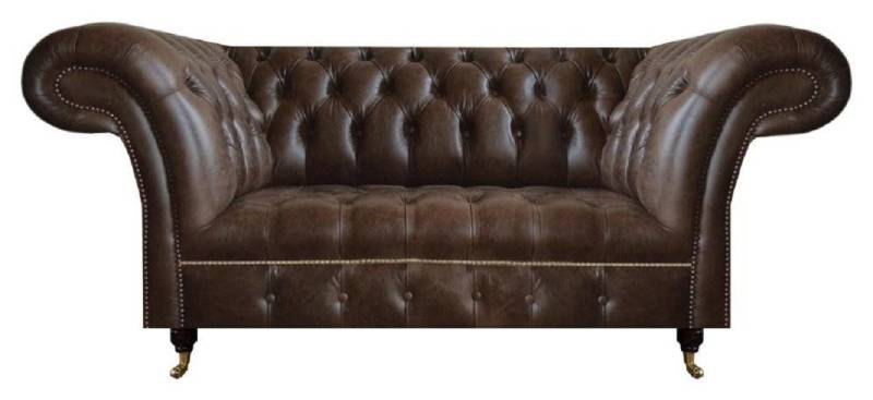 Xlmoebel Chesterfield-Sofa Braunes Chesterfield Leder Zweisitzer Modernes Wohnzimmer Designer, Hergestellt in Europa von Xlmoebel