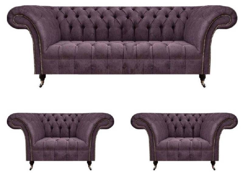 Xlmoebel Chesterfield-Sofa Chesterfield Dunkellila Dreisitzer Sofa Set inklusive 2 Stoffsesseln, Hergestellt in Europa Xlmoebel Chesterfield-Sofa Chesterfield Dunkellila Dreisitzer Sofa Set inklusive 2 Stoffsesseln, Hergestellt in Europa von Xlmoebel