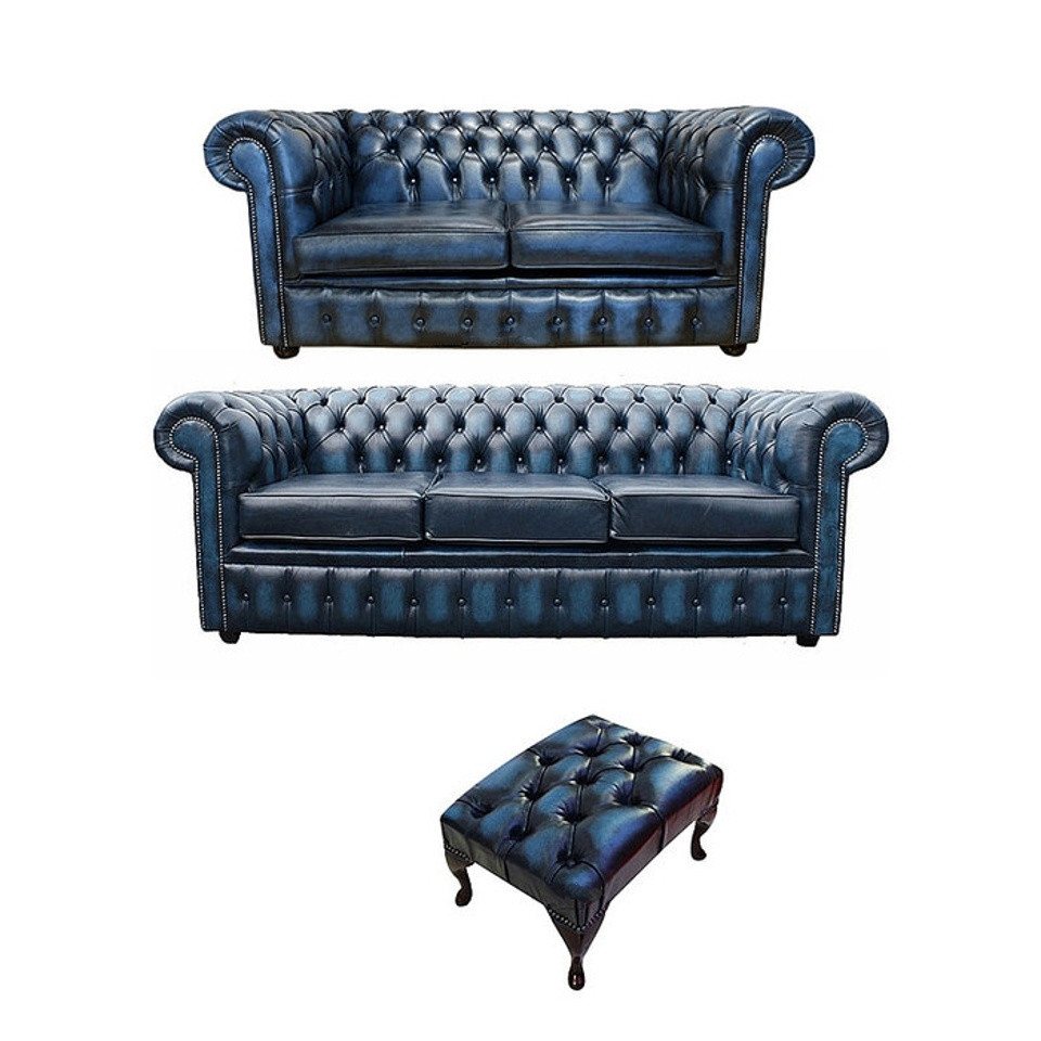 Xlmoebel Chesterfield-Sofa Chesterfield Leder Sofagarnitur 3+2 Hocker Sofort, 3 Teile, Made in Europa Xlmoebel Chesterfield-Sofa Chesterfield Leder Sofagarnitur 3+2 Hocker Sofort, 3 Teile, Made in Europa von Xlmoebel