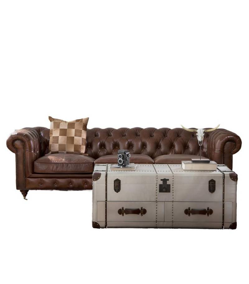 Xlmoebel Chesterfield-Sofa Chesterfield Ledersofa in Braun mit Rollen - Dreisitzer, Hergestellt in Europa Xlmoebel Chesterfield-Sofa Chesterfield Ledersofa in Braun mit Rollen - Dreisitzer, Hergestellt in Europa von Xlmoebel