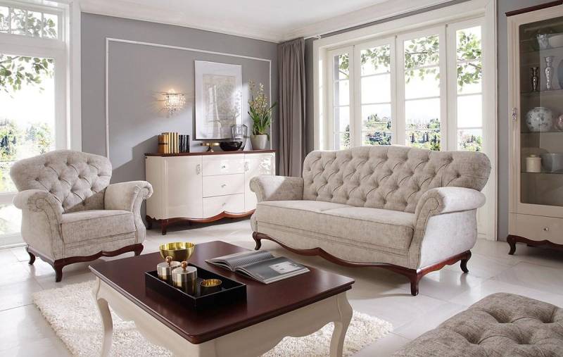 Xlmoebel Chesterfield-Sofa Chesterfield Sitzkissen Wohnzimmerset Sofa Couch 2-teilig Sofas, Hergestellt in Europa von Xlmoebel