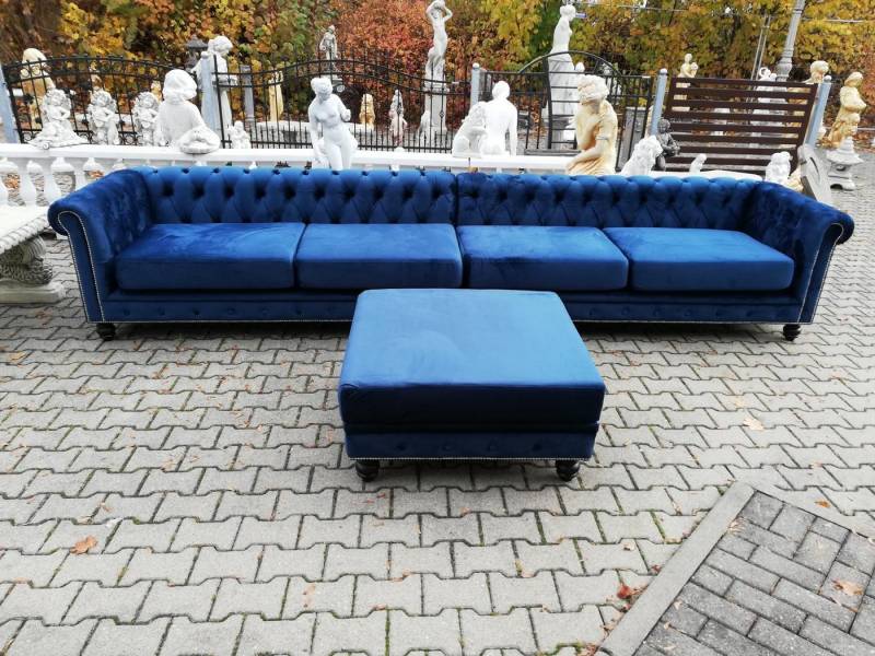 Xlmoebel Chesterfield-Sofa Chesterfield-Sofa-Set mit Stoffbezug in Blau 4 Meter XXL + Hocker, Hergestellt in Europa Xlmoebel Chesterfield-Sofa Chesterfield-Sofa-Set mit Stoffbezug in Blau 4 Meter XXL + Hocker, Hergestellt in Europa von Xlmoebel