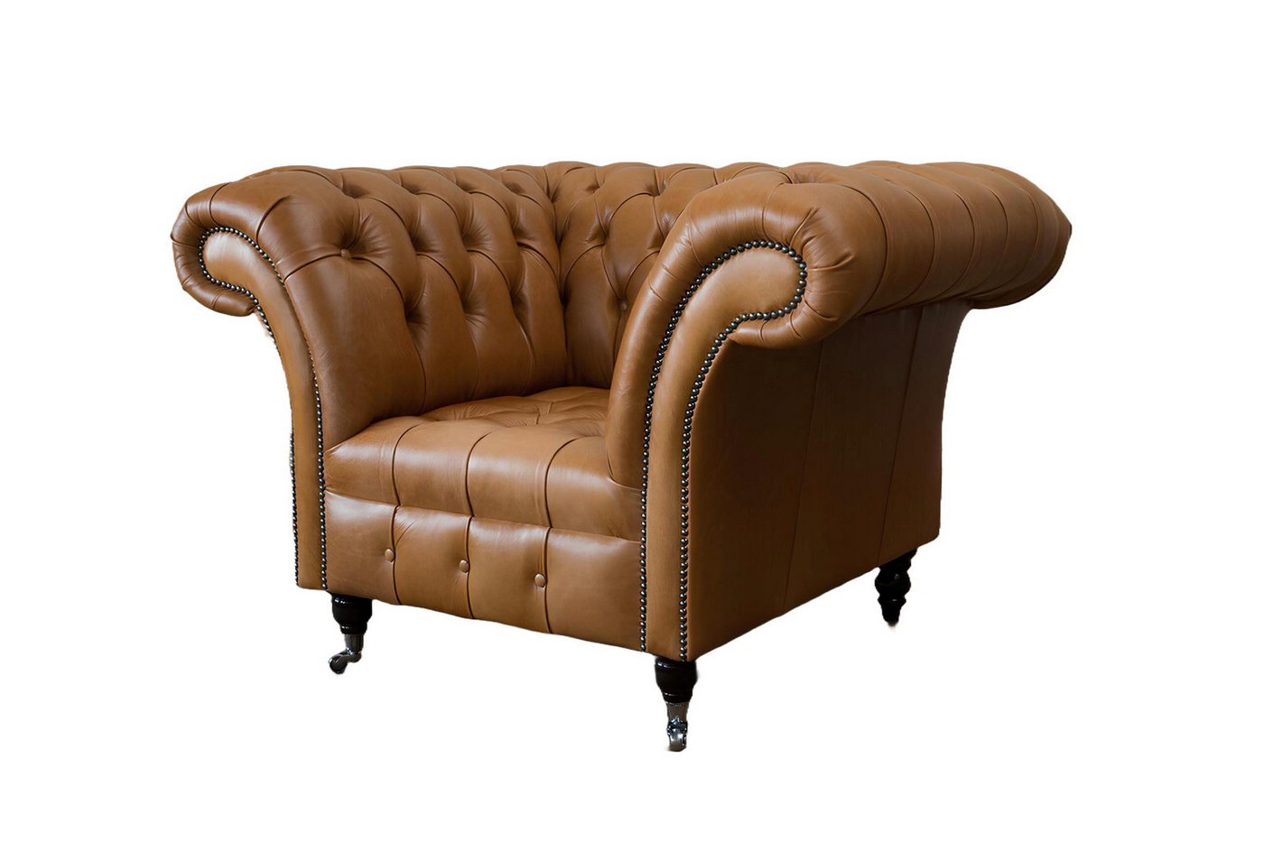 Xlmoebel Chesterfield-Sofa Einzelsofa im Chesterfield Lounge Design mit XXL Sitzfläche aus Leder, Hergestellt in Europa von Xlmoebel