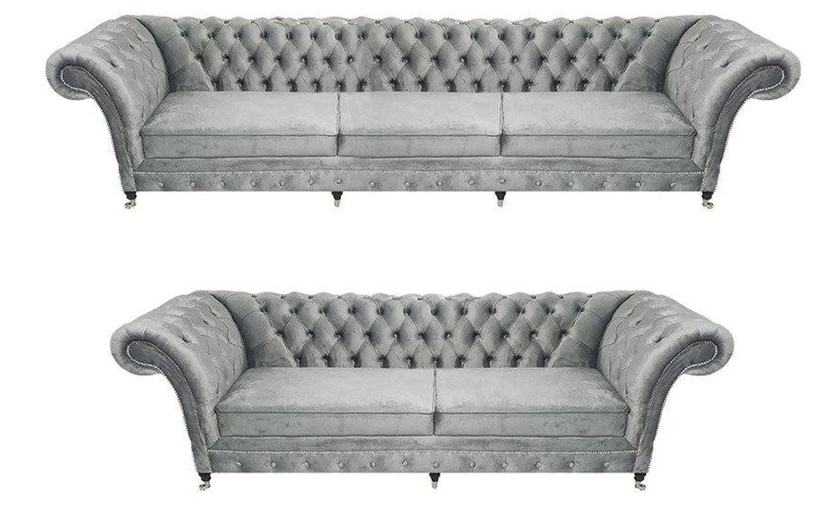 Xlmoebel Chesterfield-Sofa Exklusive Designer-Sofagarnitur in Grau für das Wohnzimmer, Hergestellt in Europa von Xlmoebel