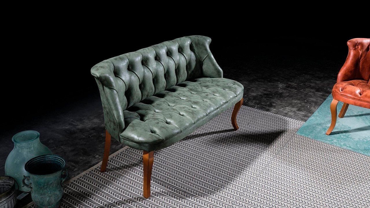 Xlmoebel Chesterfield-Sofa Kunstleder Zweisitzer Sofa in grünem Chesterfield-Stil, Hergestellt in Europa von Xlmoebel