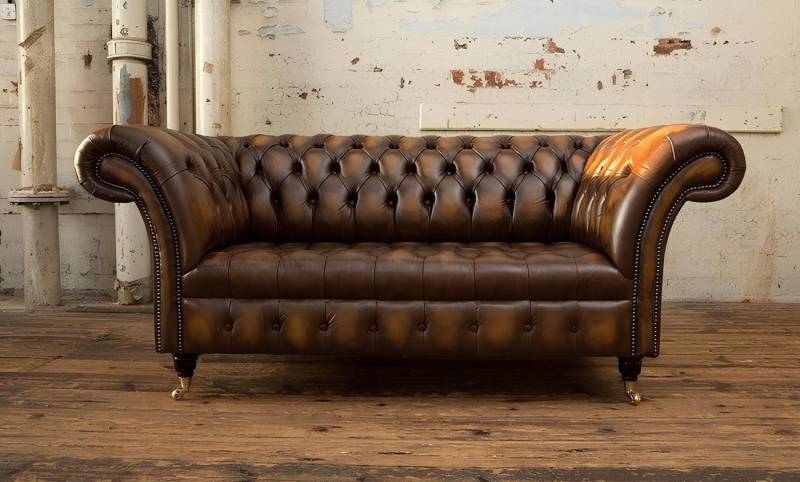 Xlmoebel Chesterfield-Sofa Neu Designer Zweisitzer Chesterfield Polstersofa aus Leder und Stoff, Hergestellt in Europa von Xlmoebel