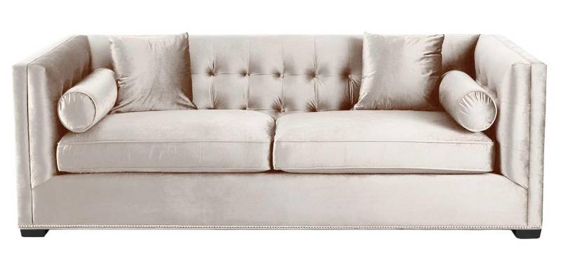Xlmoebel Chesterfield-Sofa Neue Chesterfield Dreier-Sitzbank in Beige Stoff für das Wohnzimmer, Hergestellt in Europa von Xlmoebel