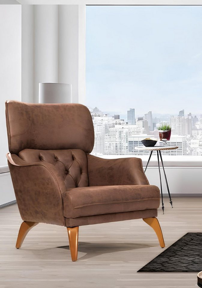 Xlmoebel Chesterfield-Sessel Neues Chesterfield Sofa aus Leder für luxuriöses Einzelsofa (Sessel), Hergestellt in Europa von Xlmoebel