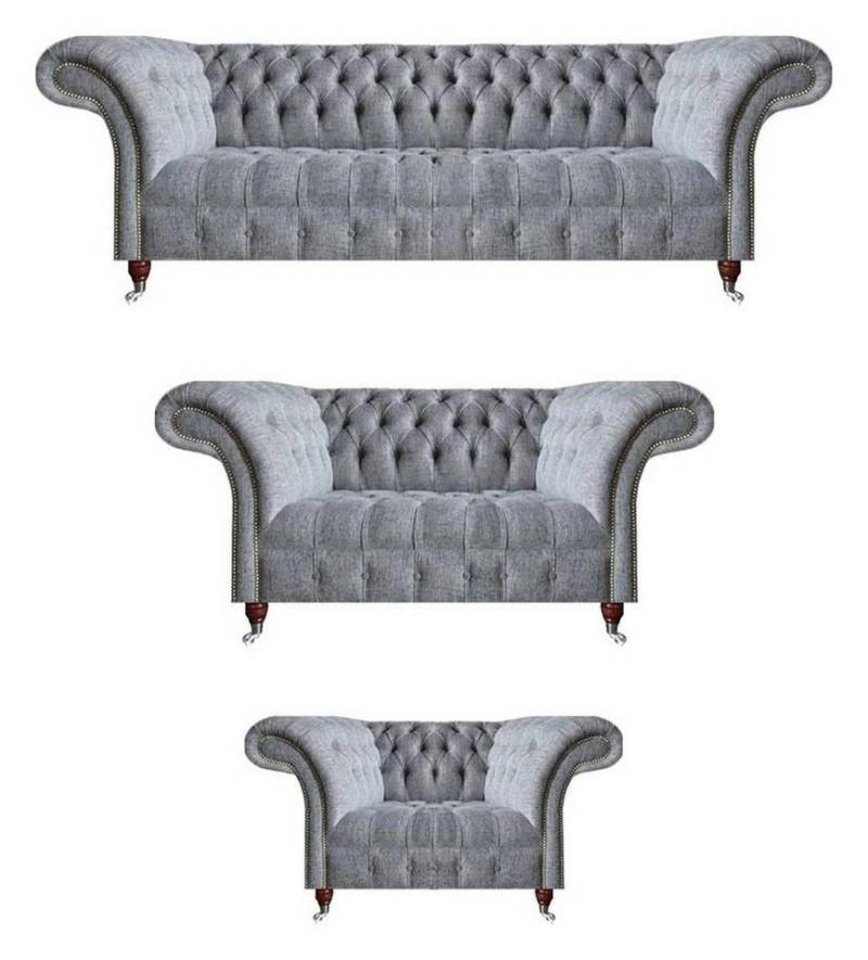 Xlmoebel Chesterfield-Sofa Sofa-Set Chesterfield in Grau mit 3 Teilen inklusive Sessel, Hergestellt in Europa Xlmoebel Chesterfield-Sofa Sofa-Set Chesterfield in Grau mit 3 Teilen inklusive Sessel, Hergestellt in Europa von Xlmoebel