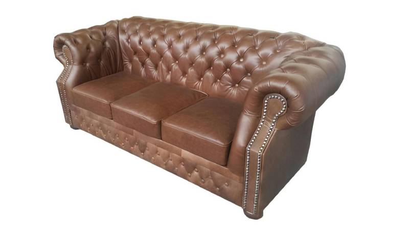 Xlmoebel Chesterfield-Sofa Vintage Echtleder Sofa Polster Ledercouch Couchgarnitur, Hergestellt in Europa von Xlmoebel