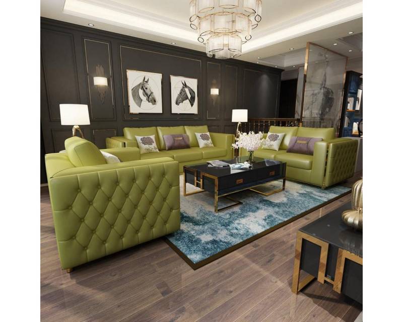 Xlmoebel Chesterfield-Sofa Wohnzimmer-Sitzgruppe mit 3-Sitzer, 2-Sitzer und Einzelsessel, Hergestellt in Europa von Xlmoebel