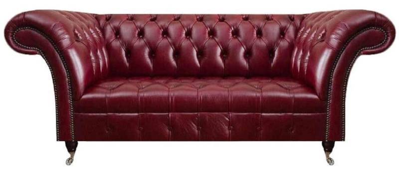 Xlmoebel Chesterfield-Sofa Wohnzimmer Zweisitzer Chesterfield Polstercouch aus rotem Leder, Hergestellt in Europa von Xlmoebel
