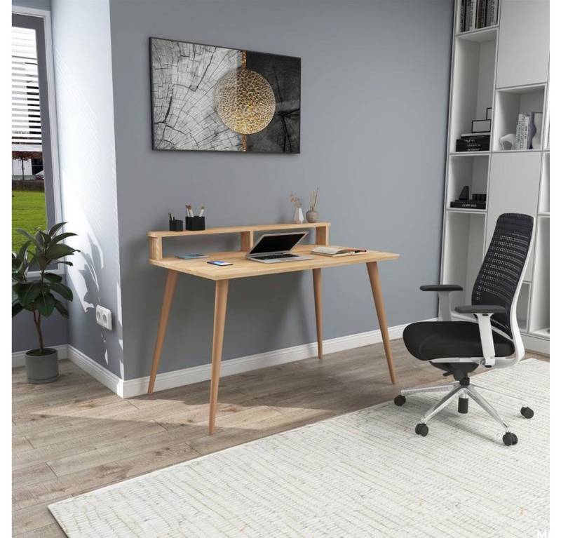 Xlmoebel Computertisch Helle braune Schreibtisch Design Computer tisch Edle Holz Möbel (Computertisch), Hergestellt in Europa von Xlmoebel