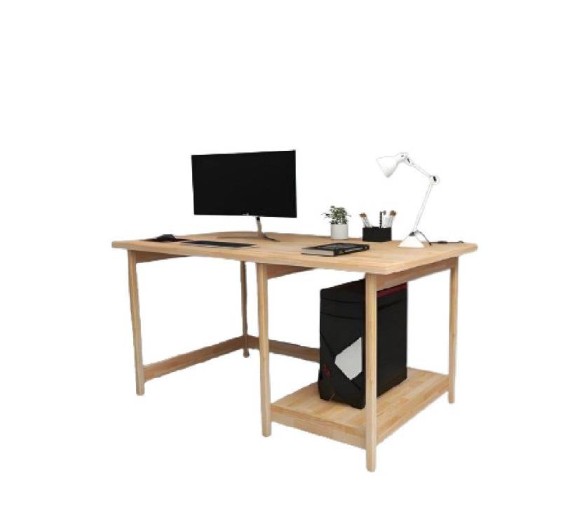 Xlmoebel Computertisch Stabiler Schreibtisch Eleganter Beistelltisch in Hellbraun mit Regal (1-St., Schreibtisch), Hergestellt in Europa von Xlmoebel