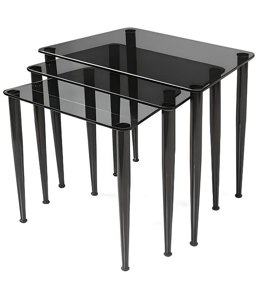 Xlmoebel Couchtisch Designer Beistelltische aus schwarzem Glas Wohnzimmer (3-St., 3tlg Couchtische), Hergestellt in Europa von Xlmoebel