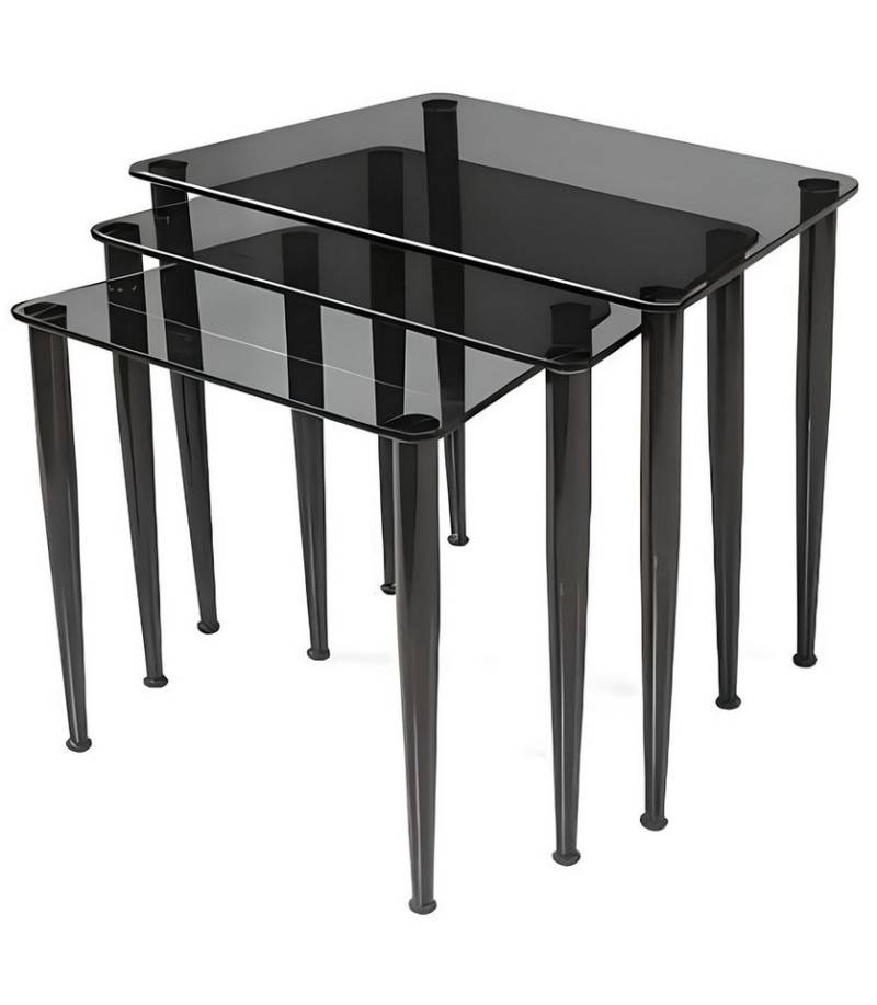 Xlmoebel Couchtisch Designer Beistelltische aus schwarzem Glas Wohnzimmer (3-St., 3tlg Couchtische), Hergestellt in Europa von Xlmoebel