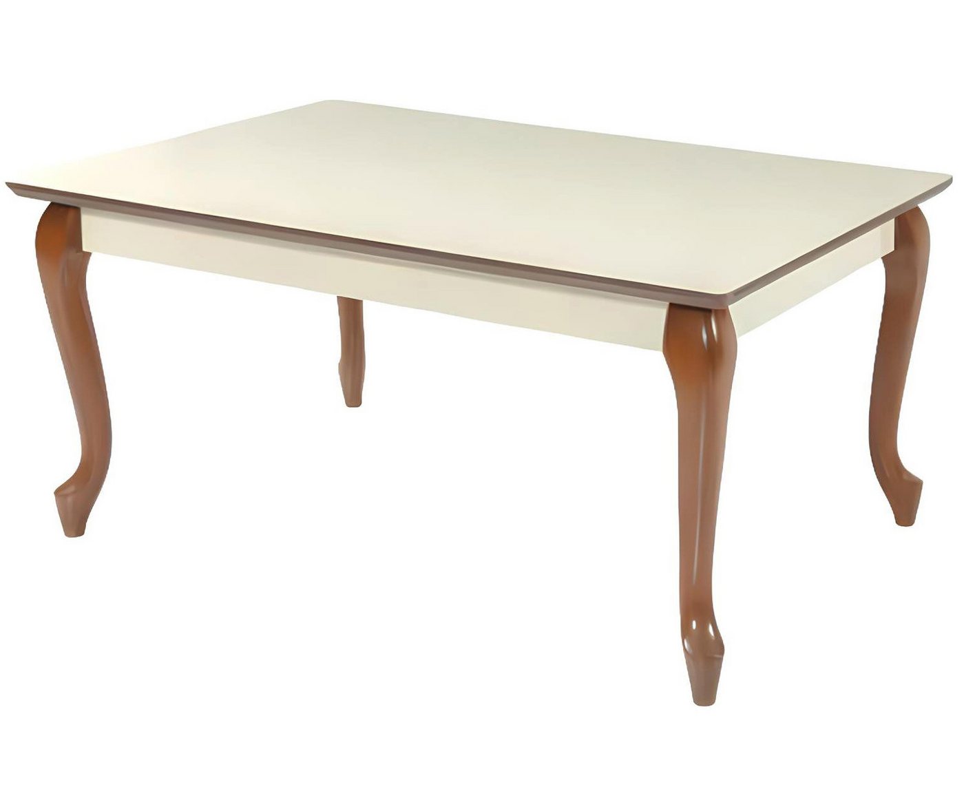 Xlmoebel Couchtisch Designer Couchtisch mit Holzfüßen in Weiß und Braun, rechteckige (Couchtisch), Hergestellt in Europa von Xlmoebel